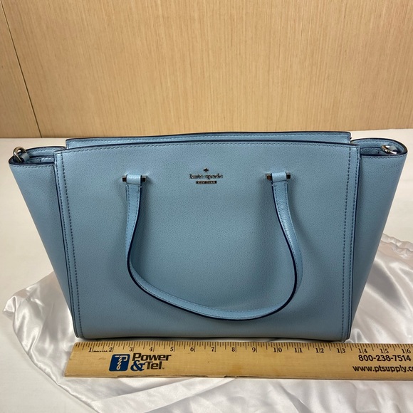 👜 Kate Spade Cameron Street Candace Satchel Light Blue Pebbled Leather - Picture 10 of 16
